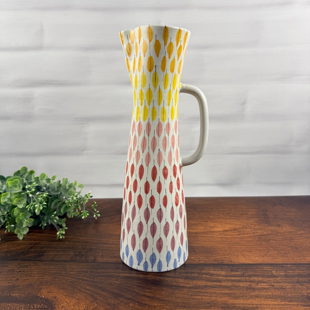 Bitossi Aldo Londi Feather Piume Multicolore Ztaly Ceramic Pitcher Italy